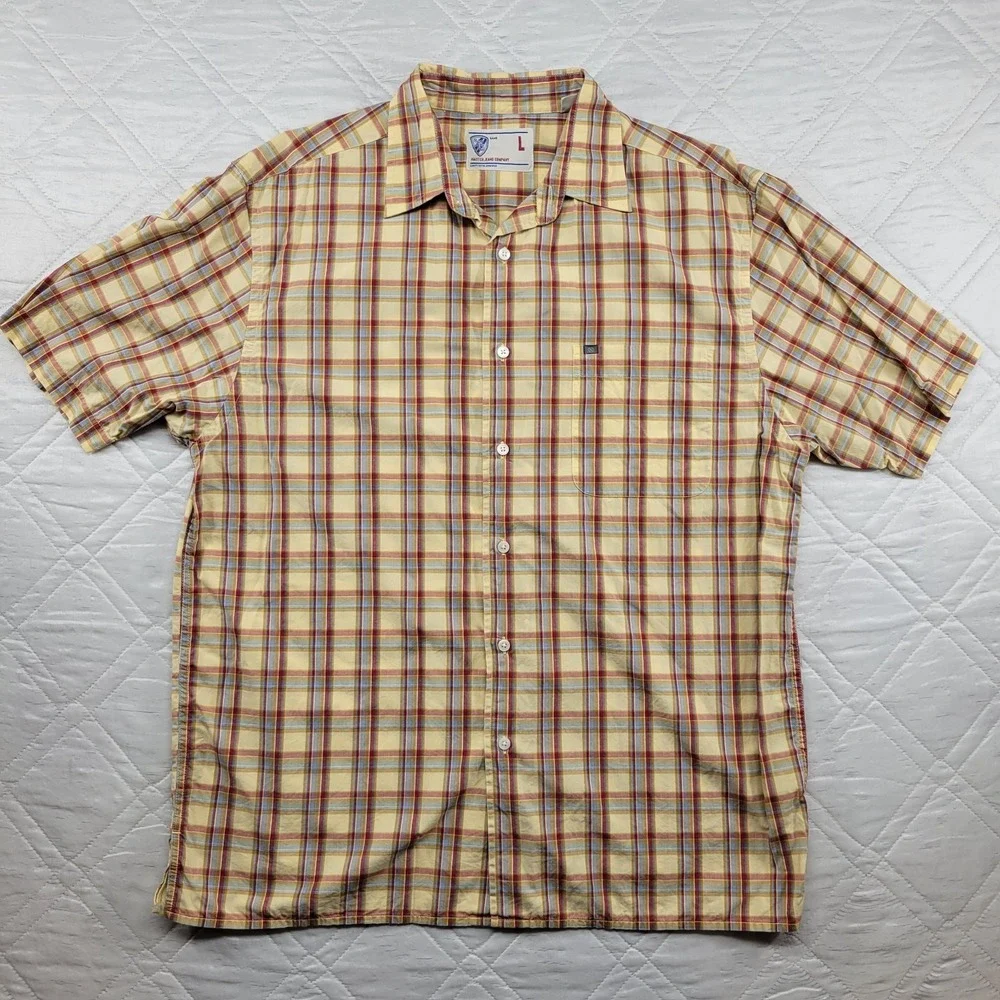 Nautica Jean Company plaid 100% cotton short sleeve dress shirt size L